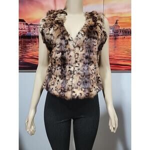 BELLE FARE Fur Vest Brown Size S? Two Hook & Loop #X